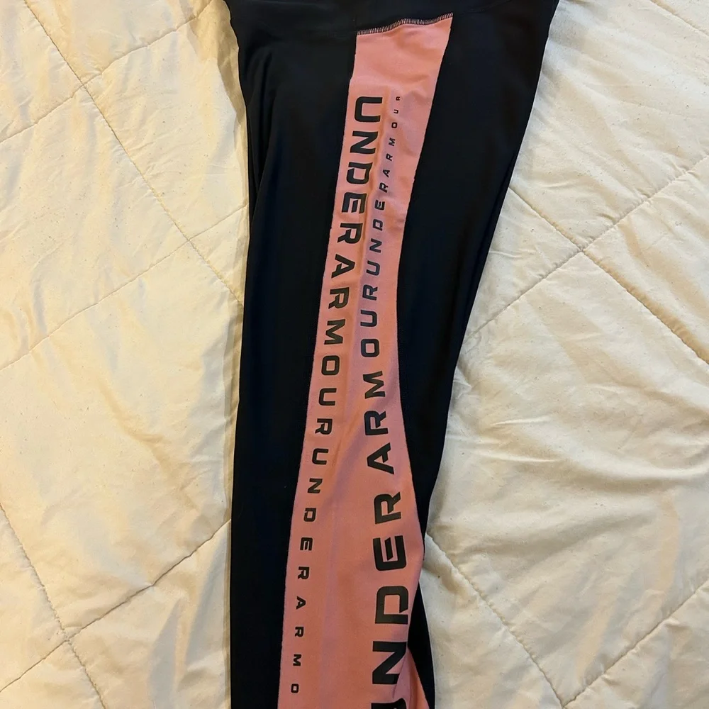 Under Armour Black and Pink Athletic Leggings - Picture 1 of 4